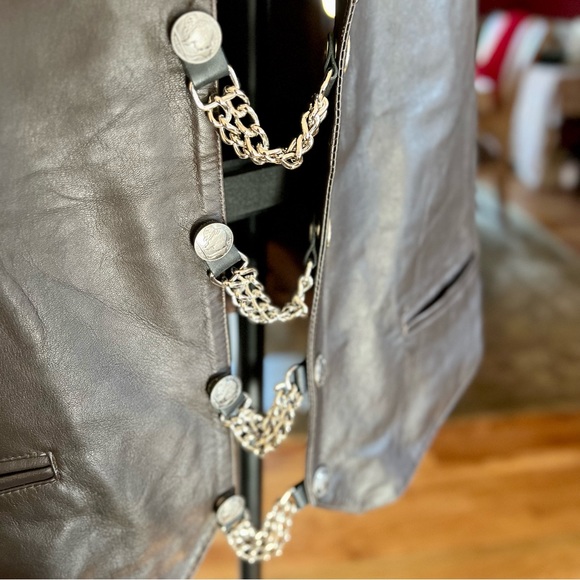 NWOT Scully Soft Lamb Leather Vest With Extension Chain & Buffalo Nickel Snaps - Picture 10 of 15